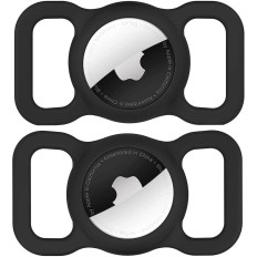 Dėklas locatoriui Apple "Airtag" silikonas šuniui ar katės apykakle - juoda