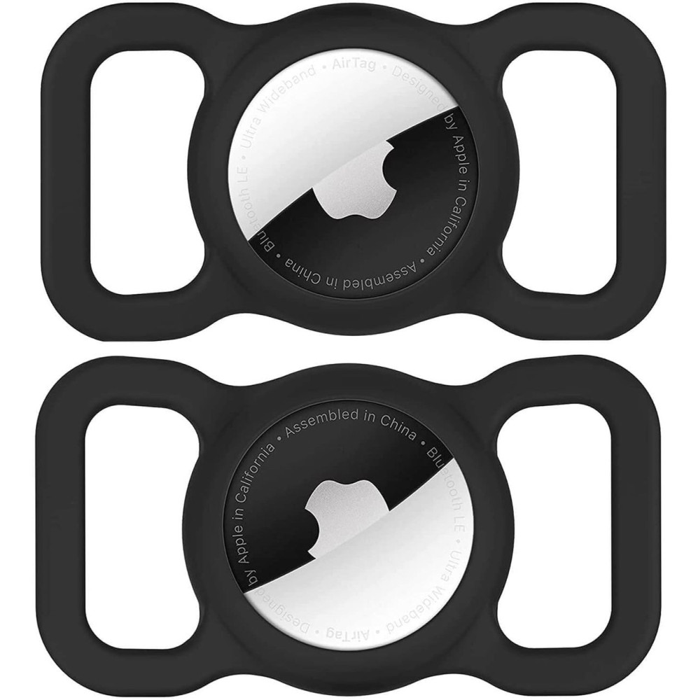 Caso para el localizador Apple Silicona Airtag para un collar de perro o gato - Negro