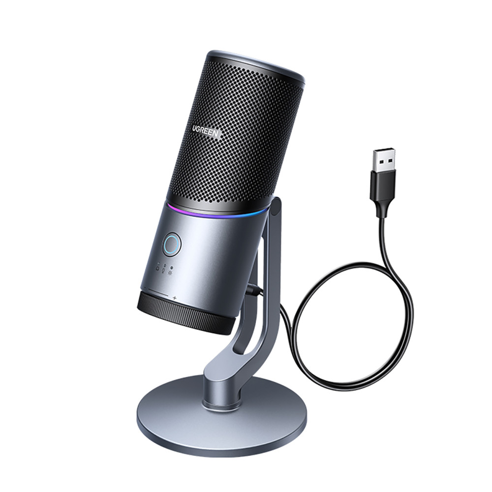 Mikrofon som står på USB-A-skrivbordet RGB LED - Silver