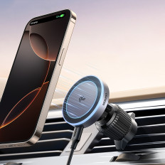 Držalo za avtomobile s šahoteženim brezžičnim polnilnikom Magsafe QI2 - črna
