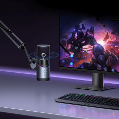 Micrófono de pie en el USB, un escritorio RGB LED - Silver