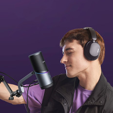 Microphone debout sur le bureau USB-A RGB LED - Argent