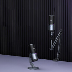 Microphone debout sur le bureau USB-A RGB LED - Argent