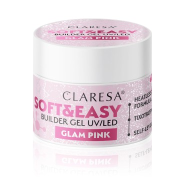 Claresa Soft&Easy építőzselé Glam Pink 45g — elölnézet