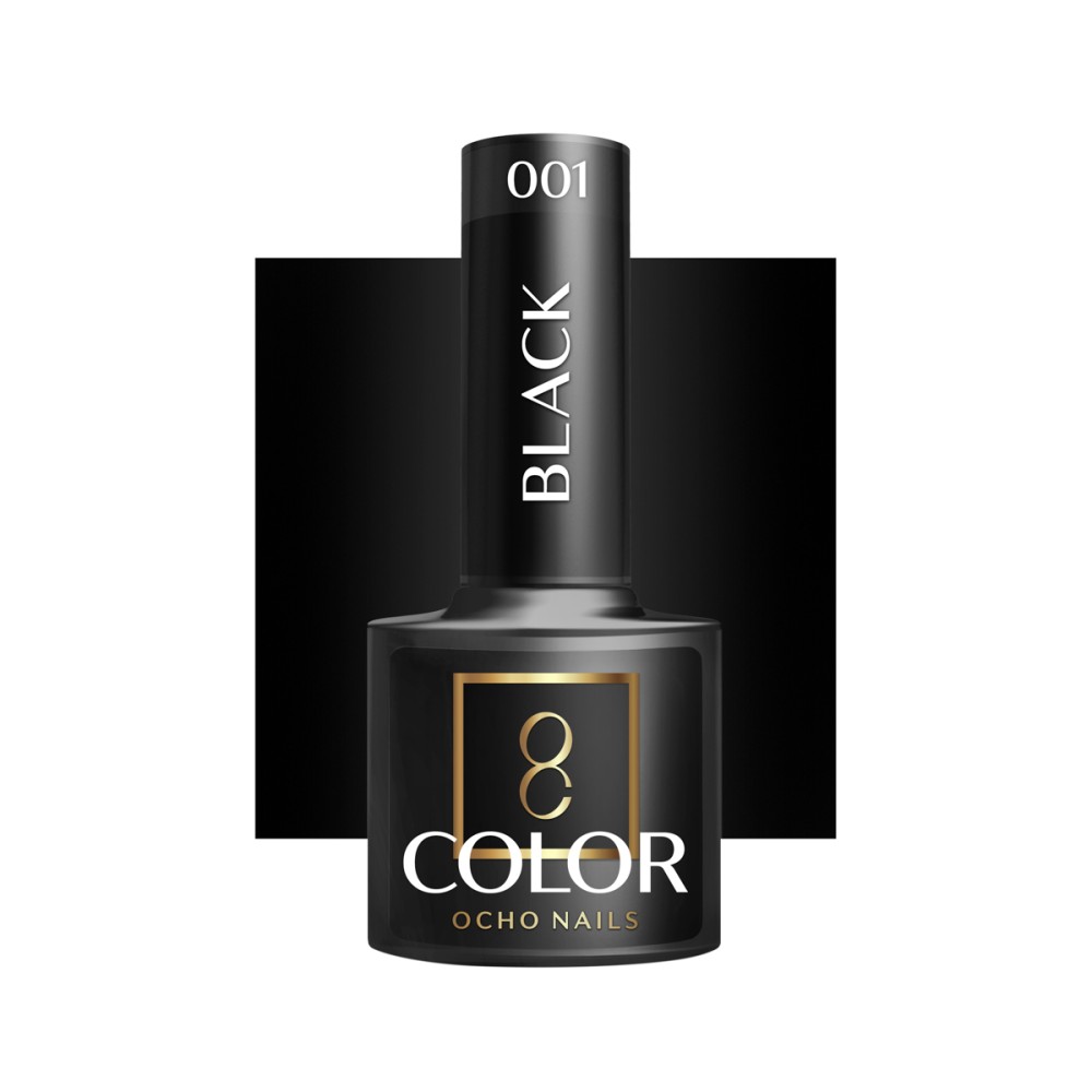 OCHO NAILS Hybride nagellak zwart 002 - 5 g — vooraanzicht