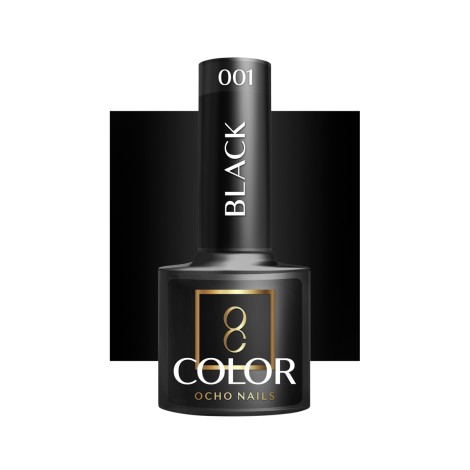 OCHO NAILS Hybride nagellak zwart 002 - 5 g — vooraanzicht