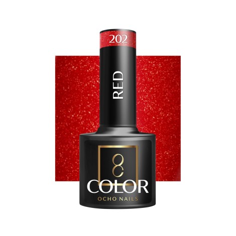 OCHO NAILS Υβριδικό βερνίκι νυχιών κόκκινο 202 - 5 g — προβολή από μπροστά