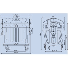 Contenedor de metal para residuos de ceniza de ceniza 1100L UE