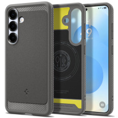 The case for the Samsung Galaxy S25 Rugged Armor Mag MagSafe is gray