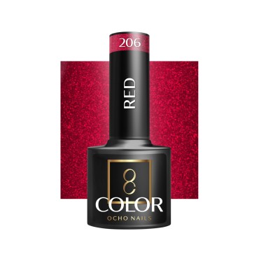 OCHO NAILS Hibrid körömlakk piros 206 - 5 g — elölnézet