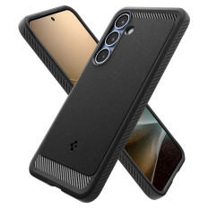 The case for the Samsung Galaxy S25 Rugged Armor Mag MagSafe is black matte
