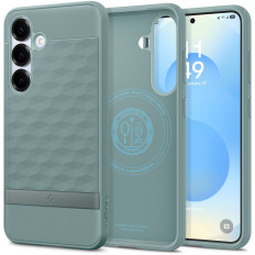 The case for the Samsung Galaxy S25+ Caseology Parallax Mag MagSafe is green