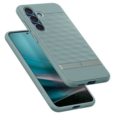 The case for the Samsung Galaxy S25+ Caseology Parallax Mag MagSafe is green