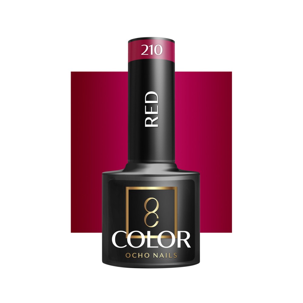 OCHO NAILS Hybridný lak na nechty červený 210 - 5 g — pohľad spredu