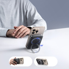 PowerBank 10000mAh 22.5W qi2 JR-PBM12 MagSafe ar stendu - melns