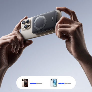 PowerBank 10000mAh 22.5W qi2 JR-PBM12 MagSafe ar stendu - melns