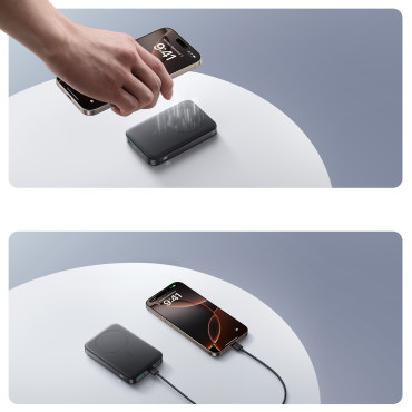 Powerbank 10000mAh 22.5W Qi2 JR-PBM12 MagSafe with a black connector