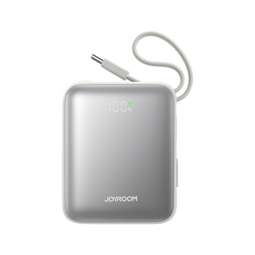 Powerbank 10000mah 22.5W με ενσωματωμένα καλώδια αστραπής USB-C - Λευκό