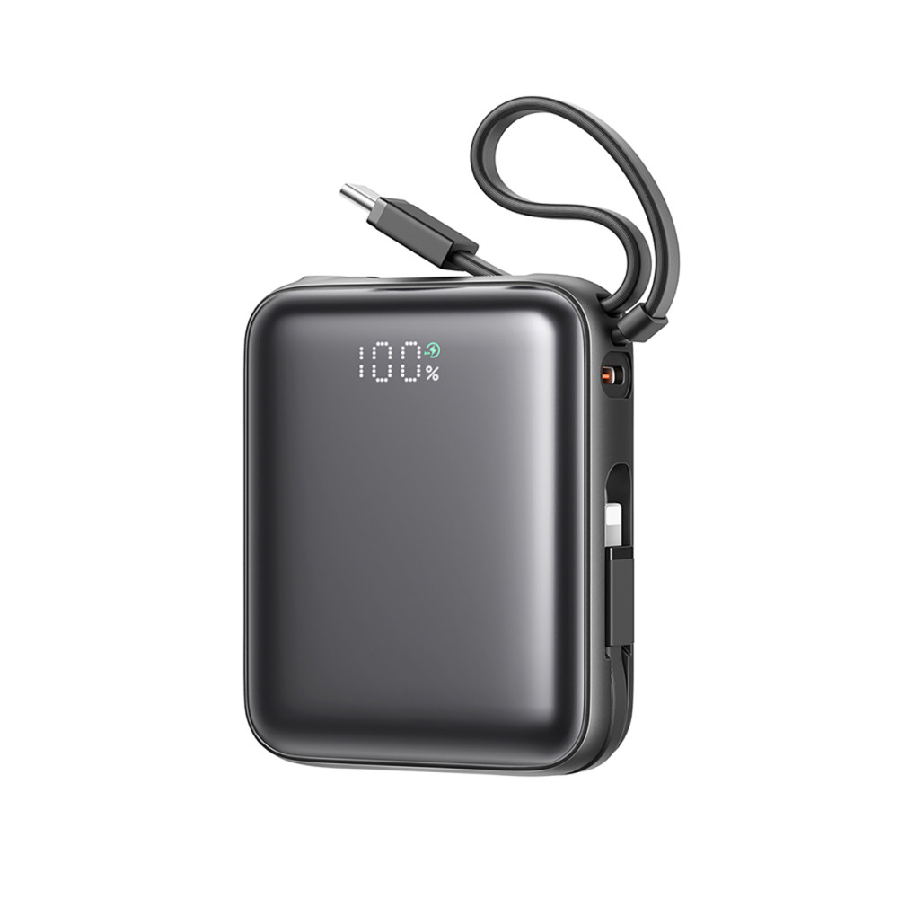 Powerbank 10000mAh 22.5W con cavi fightning USB-C integrati - Nero