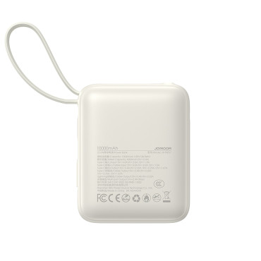 Powerbank 10000mAh 22.5w mit eingebauten USB-C-Blitzkabeln - Weiß