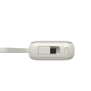 Powerbank 10000mAh 22.5w mit eingebauten USB-C-Blitzkabeln - Weiß
