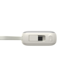 Powerbank 10000mAh 22.5w med indbyggede USB-C Lynkabler - Hvid