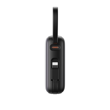 PowerBank 10000mAh 22,5w com cabos de relâmpagos usb-c embutidos - preto