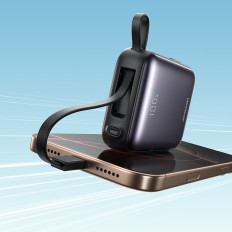 Powerbank 10000mAh 22.5W con cavi fightning USB-C integrati - Nero