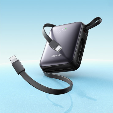 PowerBank 10000MAH 22,5 W s vstavanými bleskovými káblami USB-C - čierna