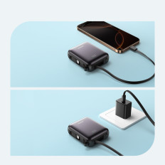 Powerbank 10000mAh 22.5W con cavi fightning USB-C integrati - Nero