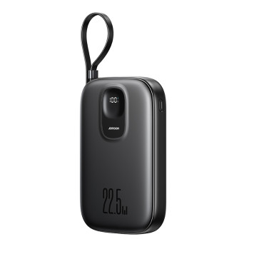 Power bank 10000mAh with built-in cable 22.5 iPhone Lightning USB-C 0.25 cm - black