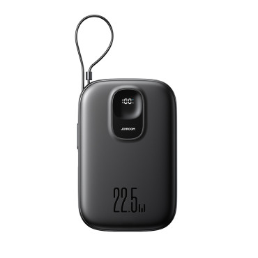PowerBank 10000mAh ar iebūvētu kabeli 22.5 iPhone Zibens USB-C 0.25 cm - melns