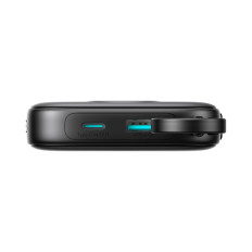 Powerbank 10000mAh mit eingebautem Kabel 22.5 iPhone Lightning USB-C 0,25 cm - schwarz