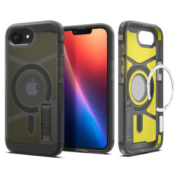 Σταματήστε την θήκη για το iPhone 16E με σκληρή θωράκιση Magsafe - διαφανές-γκρι