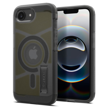 Halt Case sur iPhone 16e avec une armure difficile Magsafe - Gris transparent