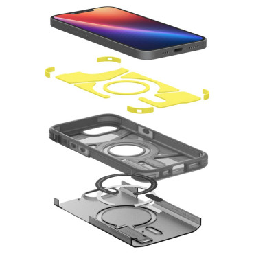 Halt-Fall auf dem iPhone 16E mit harter Rüstung Magsafe - transparent-grau