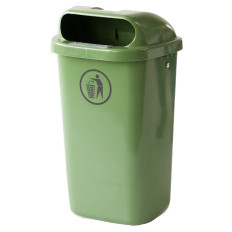 Street basket Municipal garbage container on the post or wall DIN 50L - Green