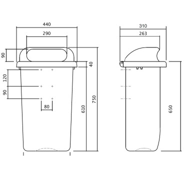 Cesto de rua Recipiente de lixo municipal no post ou na parede DIN 50L - Verde