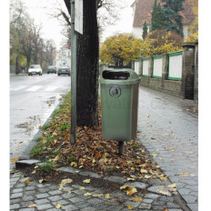 Street basket Municipal garbage container on the post or wall DIN 50L - Green