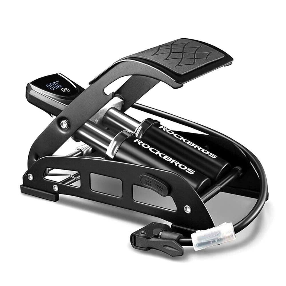 Foot pump with 11 bar outlet - black