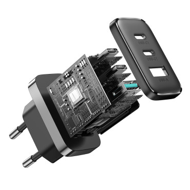 Nopea 2x USB-C / 1x USB-verkkolaturi 32W musta