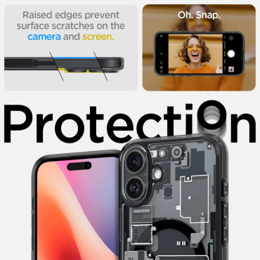 Caso de proteção para iphone 16 ultra híbrido magsafe zero um - cinza escuro