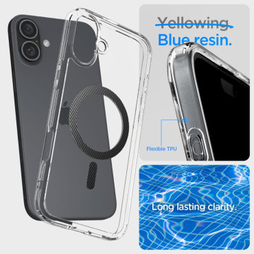 Funda protectora para iPhone 16 Ultra Hybrid Magsafe Fibra de carbono - Gris transparente