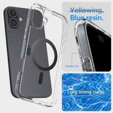 Beskyttelsesveske til iPhone 16 Ultra Hybrid Magsafe Carbon Fiber - Transparent Grey