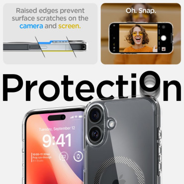 Apsauginis dėklas iPhone 16 Ultra hibridinis magsafe anglies pluošto - skaidrios pilkos spalvos