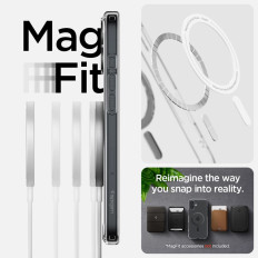 Schutzhülle für iPhone 16 Ultra Hybrid MagsaSe Kohlefaser - transparent grau