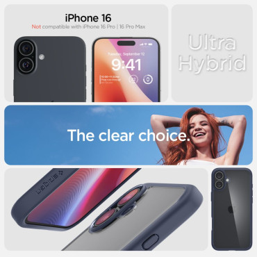 Cas de protection sur iPhone 16 Ultra hybride - Transparence Bleu