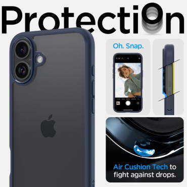 Cas de protection sur iPhone 16 Ultra hybride - Transparence Bleu