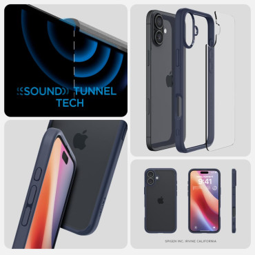 Cas de protection sur iPhone 16 Ultra hybride - Transparence Bleu