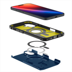 Tvrdé Armor Magsafe prípade so stojanom pre iPhone 16 - modrý